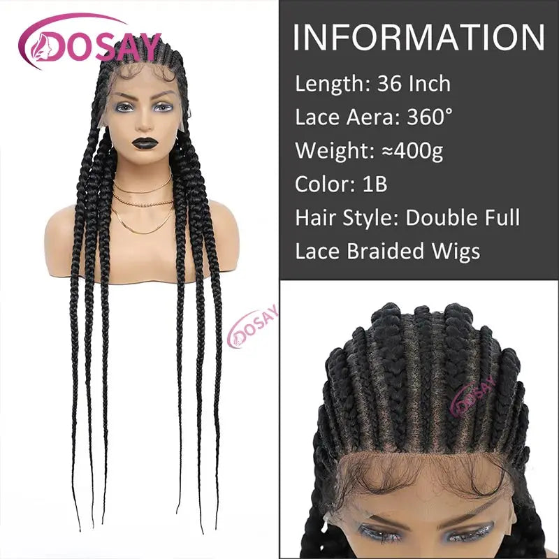 36" Cornrows Box Synthetic Hair Braided Wigs #27 Blonde Knotless Full Lace Braided Wigs For Black Women Braiding Wigs African
