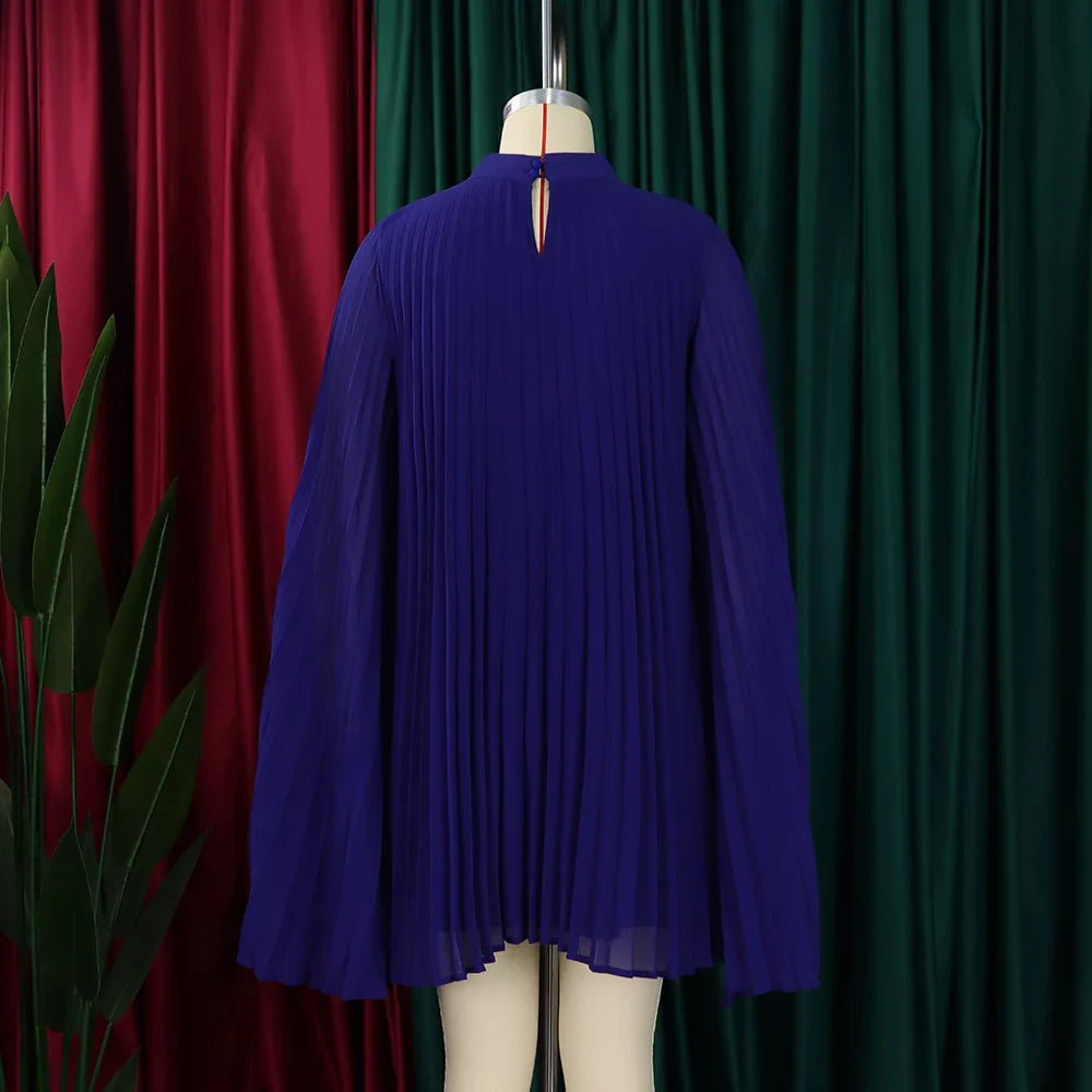Chiffon Dress for Women Elegant 2024 New Round Neck Batwing Sleeve Loose Knee Length Luxury African Birthday Party Dinner Dress