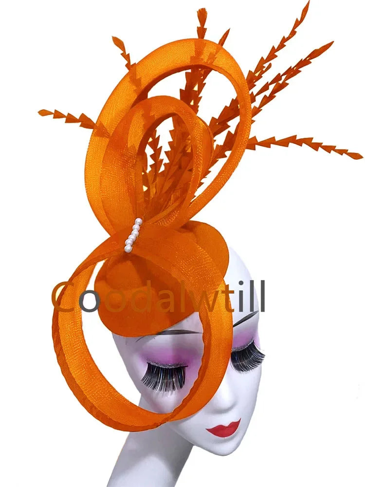 Ladies Royal Ascot Chapeau Cap Wedding Fascinator Hat Headpiece Women Church Party Pillbox With Headband Bride Party Fascinators