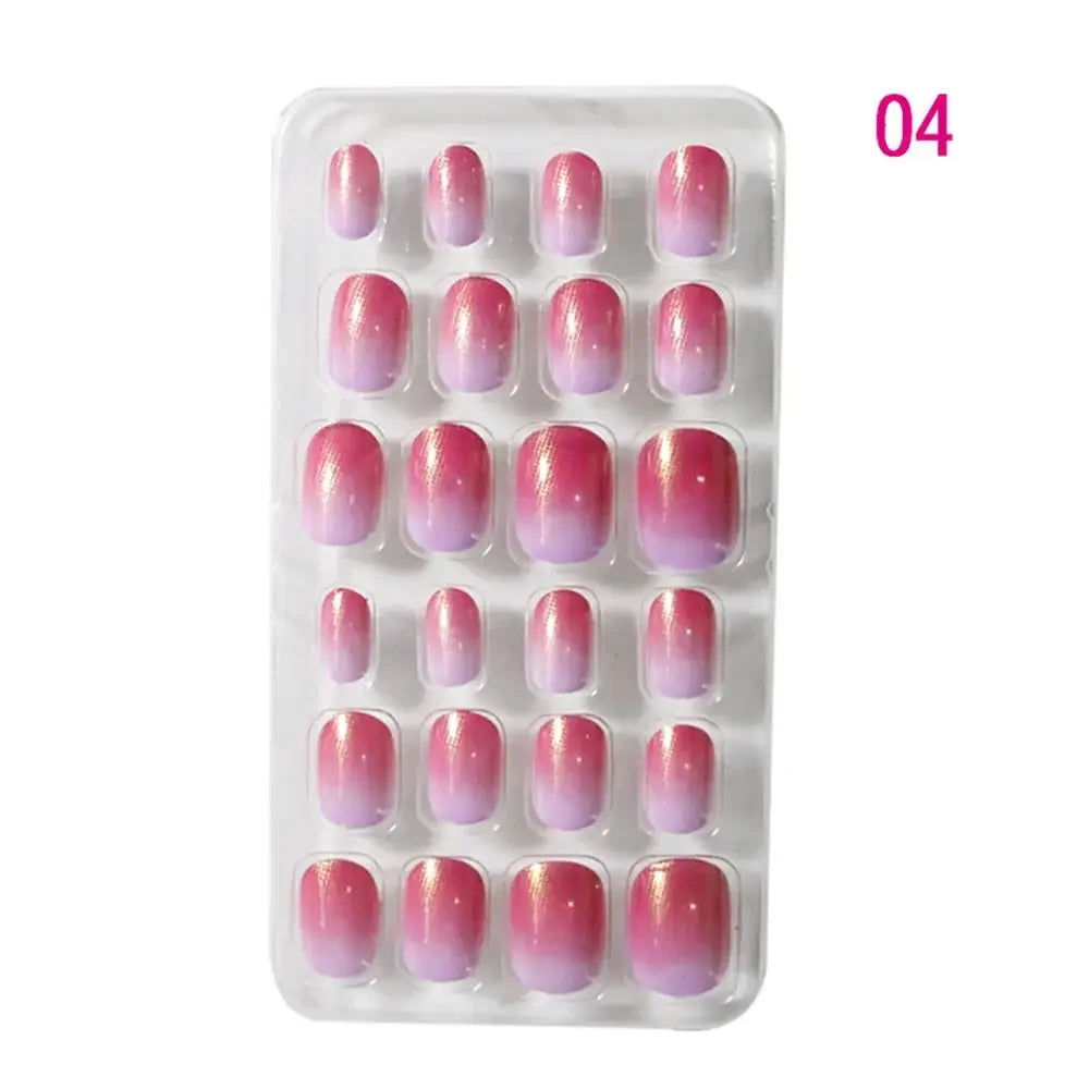 24Pcs/Set Kids Candy Flower Cute Fake Nails Detachable Full Cover False Nails Press On Nails Children Girls Nail Decoration Gift