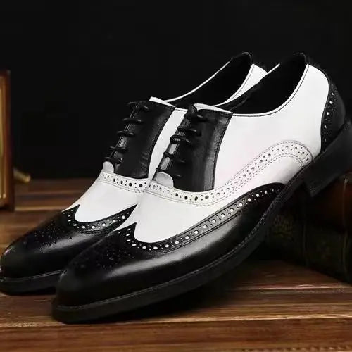 Men's Leather Shoes New Brogue Carved Large Size Shoes for Men Color Matching Quality Business Drive Men's Dress Leather Shoes