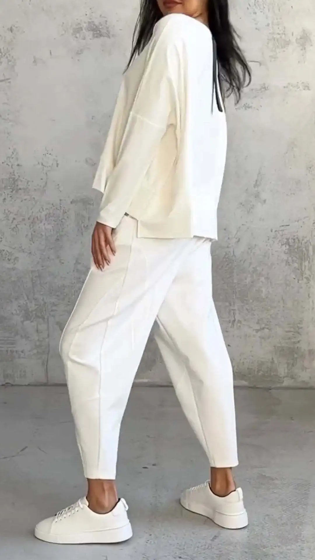 Spring Autumn Solid Women's Sports Set New Fashion Long Sleeve Irregular Loose Top Harem Pants Two Piece Set For Women Outfits