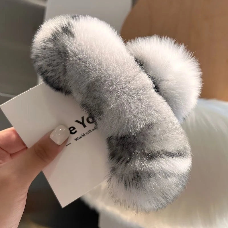 Winter Oversized Faux Fur Big Crab Hair Clip Cute Plush Ponytail For Women