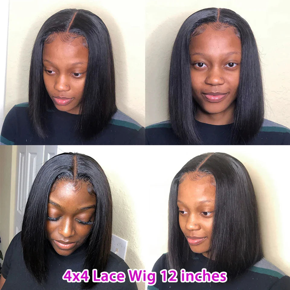 Brazilian 13*4 Lace Front Wig Short Human Hair Wigs Remy Hair 4*4 Lace Short Bob Straight Wig Wigs for Women Swiss Lace QT Hair