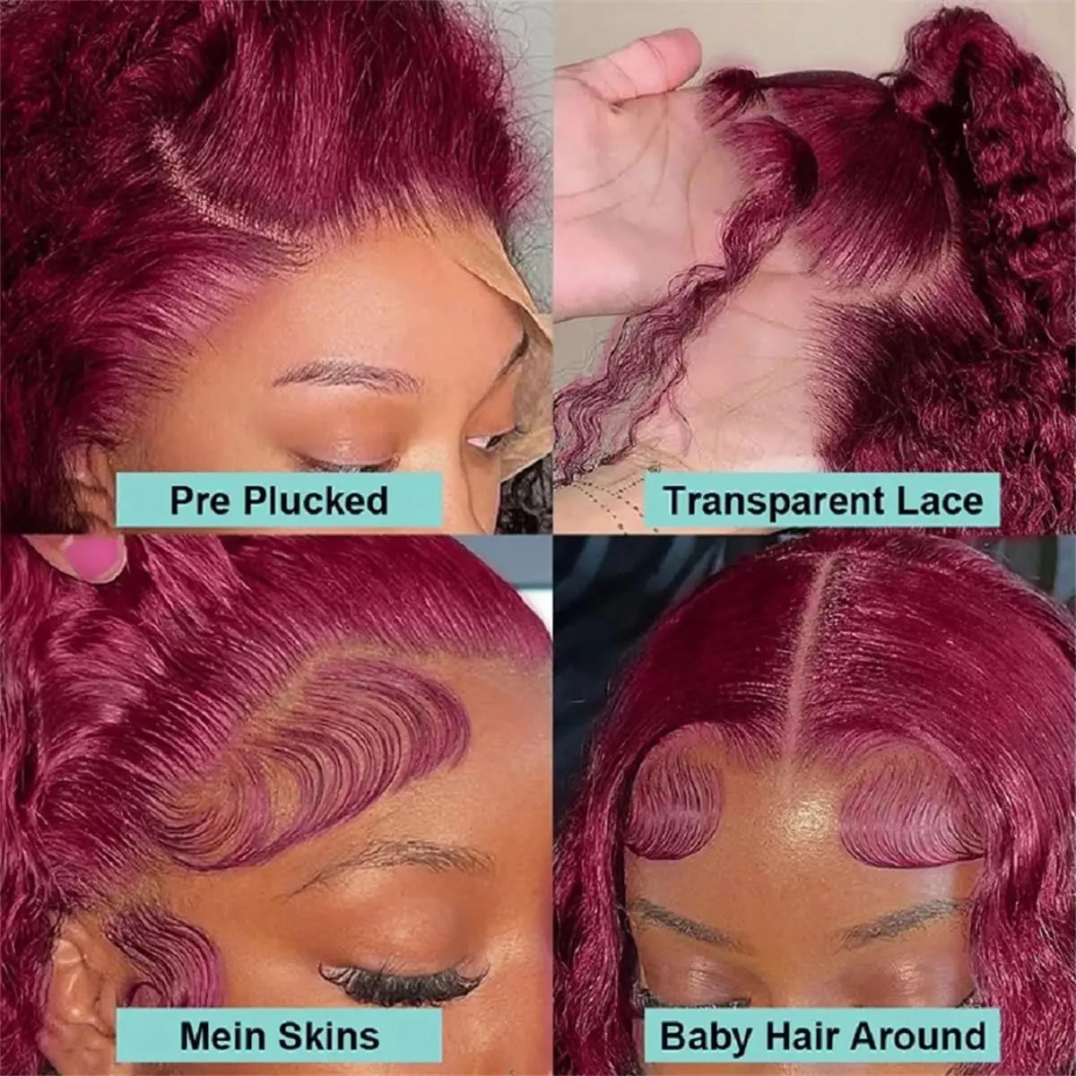 Curly wigs Transparent Lace Front Wig 99J Burgundy 13x4 13x6 Brazilian Deep Wave Frontal Human Hair Wig for Women Pre Plucked