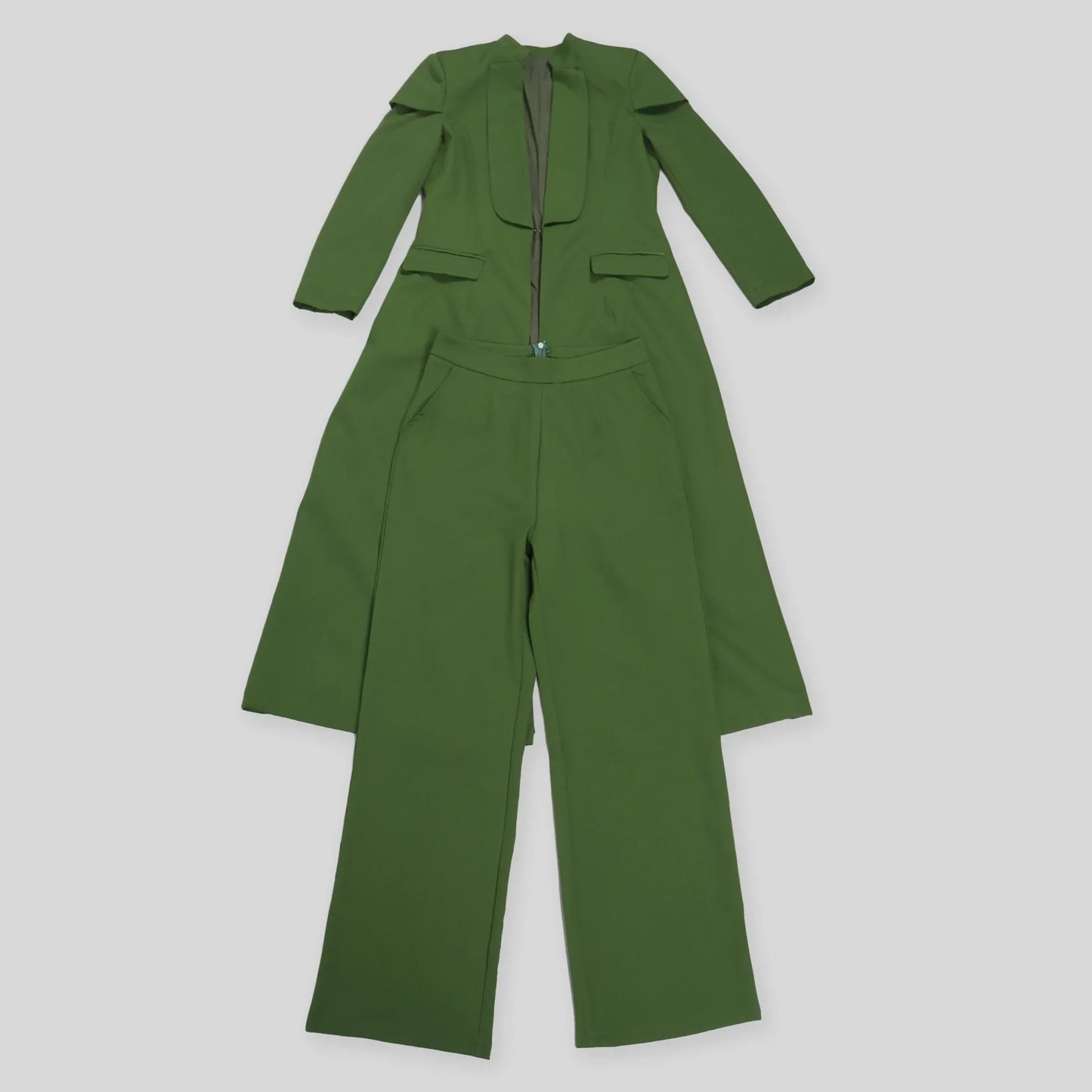 Women's Set Full Sleeve X-Long Blazer Coat+ Long Pant Suit 2025 Spring Streetwear Two 2 Piece Set Africa OL Work Outfits