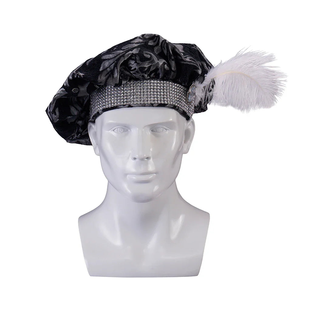 Medieval 15th Century Tudor Black & Gold Brocade Poet Floppy Hat