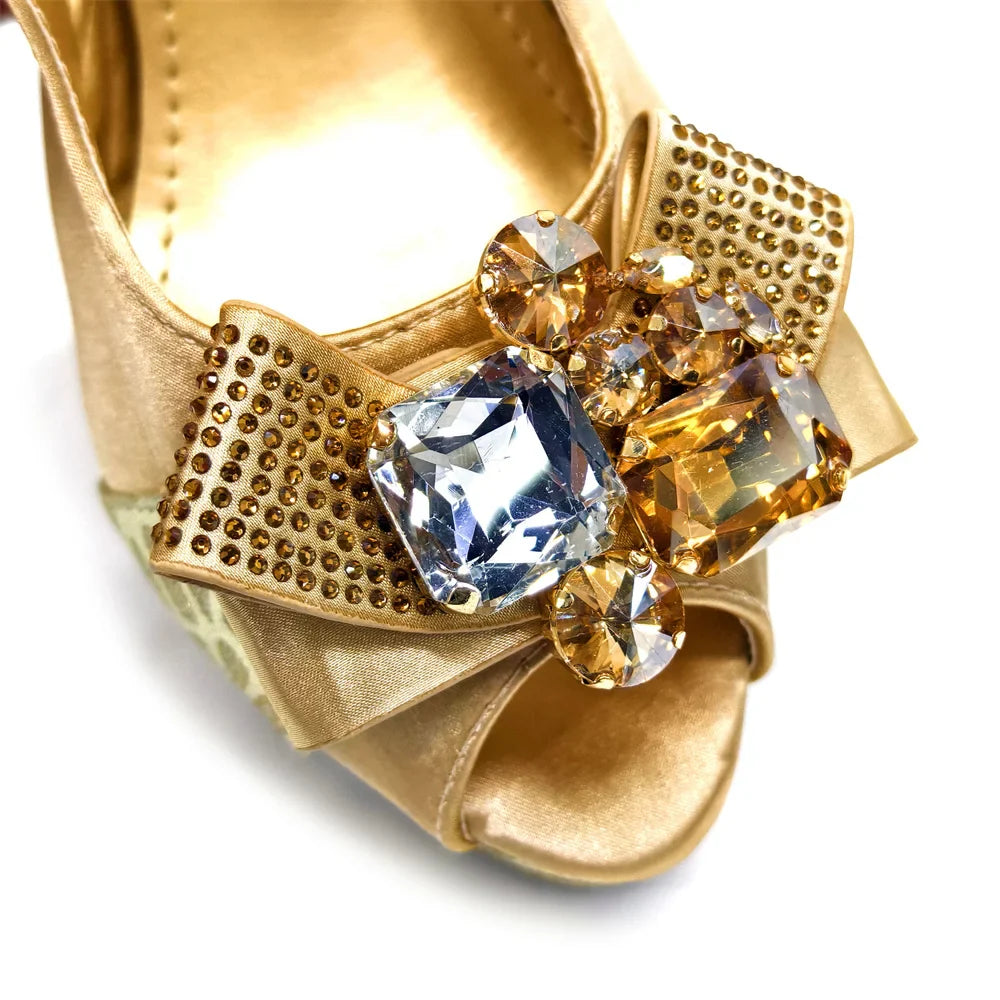Elegant Women Heels for Party Open Toe Special Material Design Rhinestone Italian Only Sandals and Set to Choose 2024