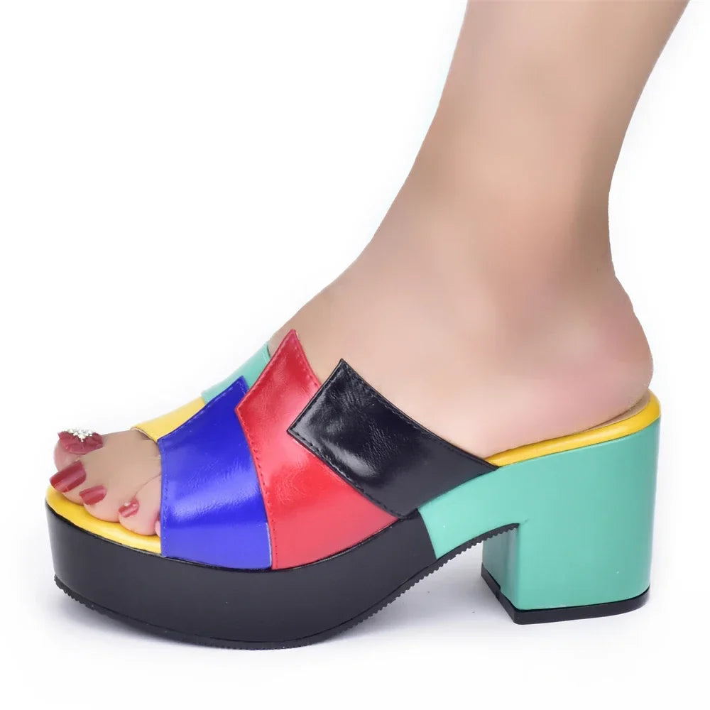 Latest Multicolor Wedding Bridal Shoes Open Toe Platform Sandals for Women Italian Lady Shoes Women's Shoes for Elegant Parties