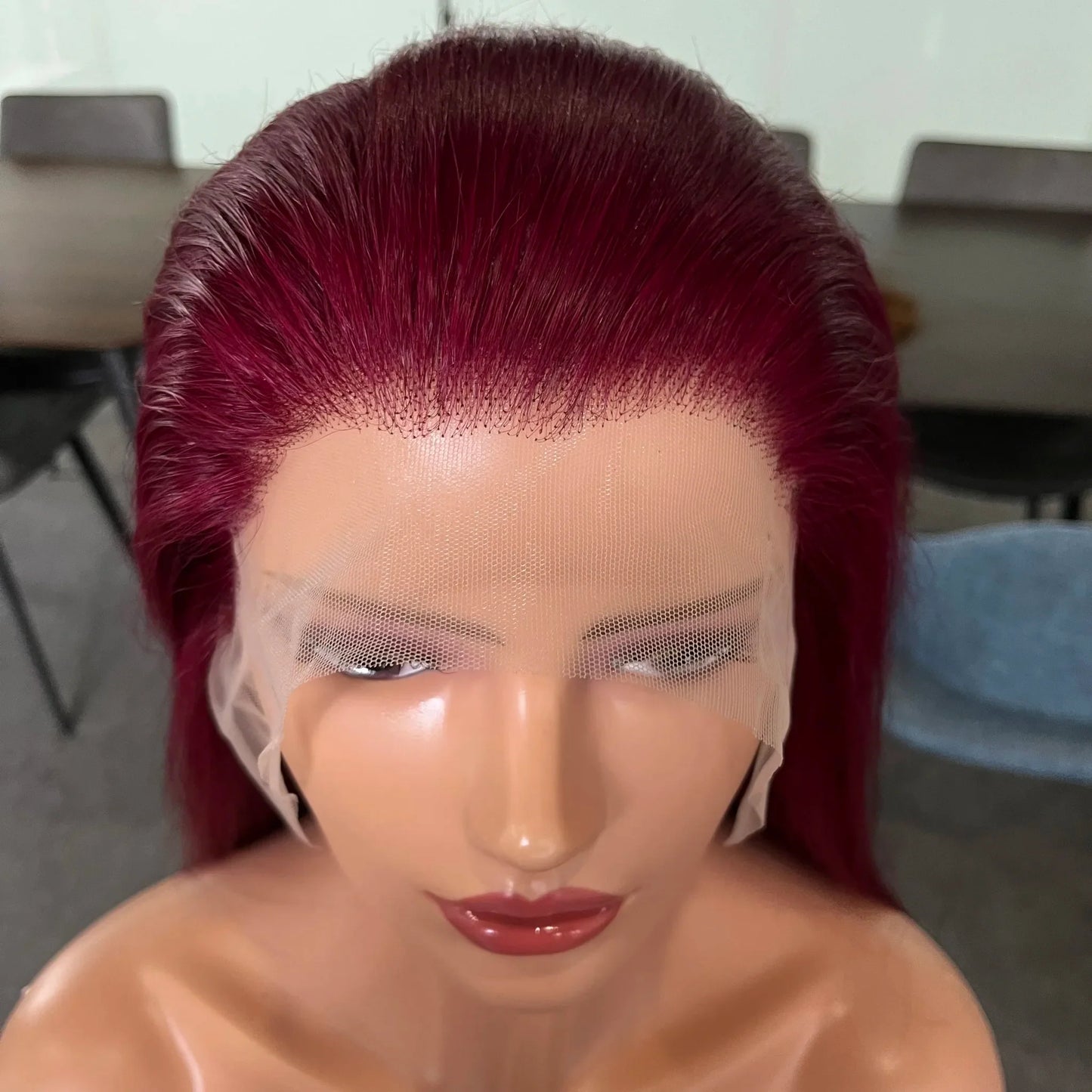 200 Density 13x4 HD Transparent Lace Front Wig for Black Women Straight Remy Human Hair Wigs 99J Burgundy Color Glueless