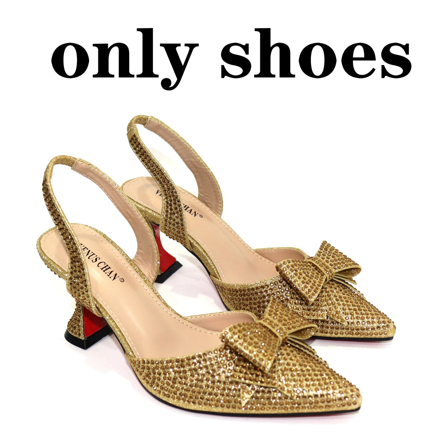 Women's Elegant Embellished Shoes and Bag Set Pointed Toe Pumps for Wedding Party