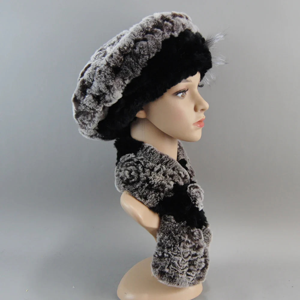 Winter Women's Faux Fur Hats And Scarves
