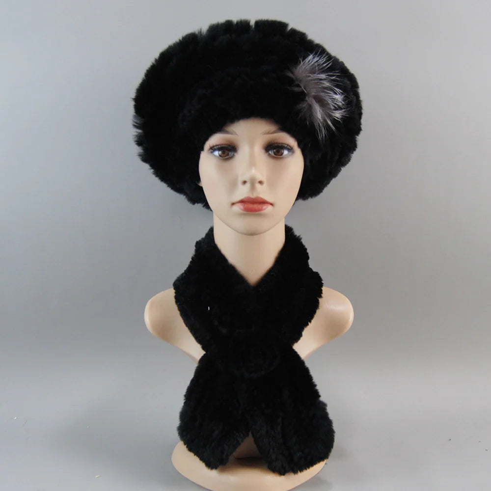 Winter Women's Faux Fur Hats And Scarves