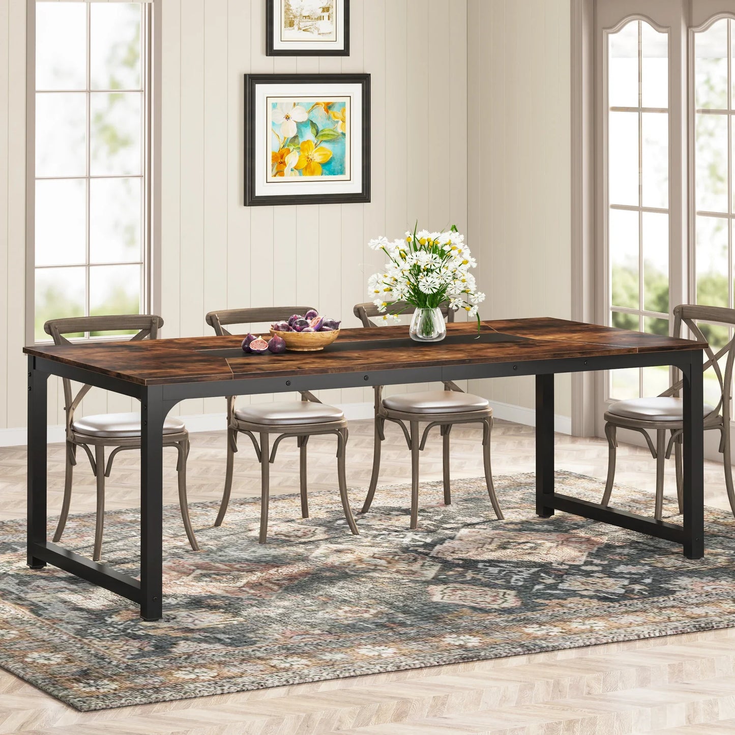 Tribesigns 63"x31.5" Dining Table, Industrial Kitchen Table for 6-8 Person, Rectangular Dinner Table for Dining Room Kitchen
