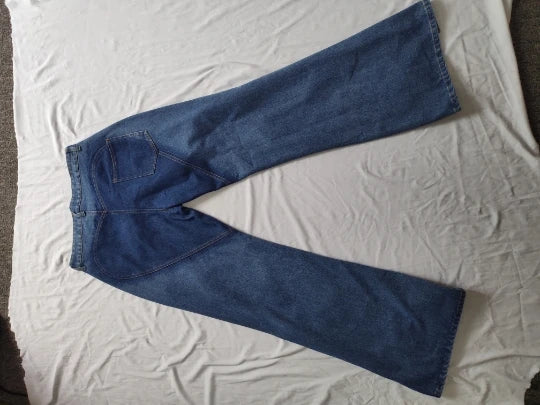 CM.YAYA Women Streetwear Cutout Hollow Out Criss Cross Straight Flare Denim Pants 2023 INS Fashion Wide Leg Jeans Trousers