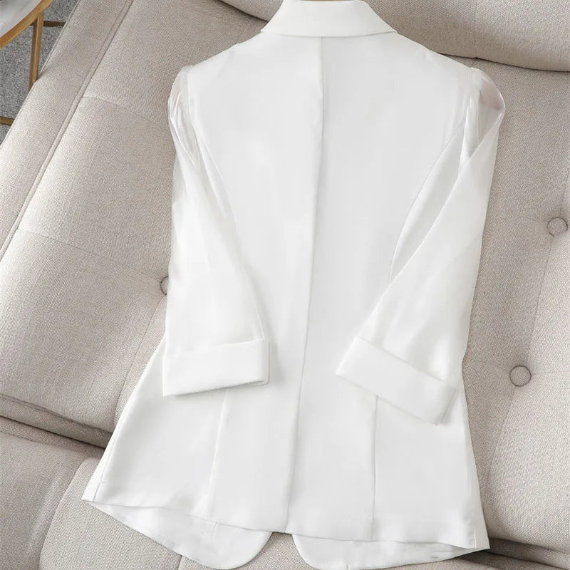2024 New Blazer Women Suit Jacket Female Feminine Blazers Notched Collar Business Suit Elegant Office Ladies Blaser Outwear