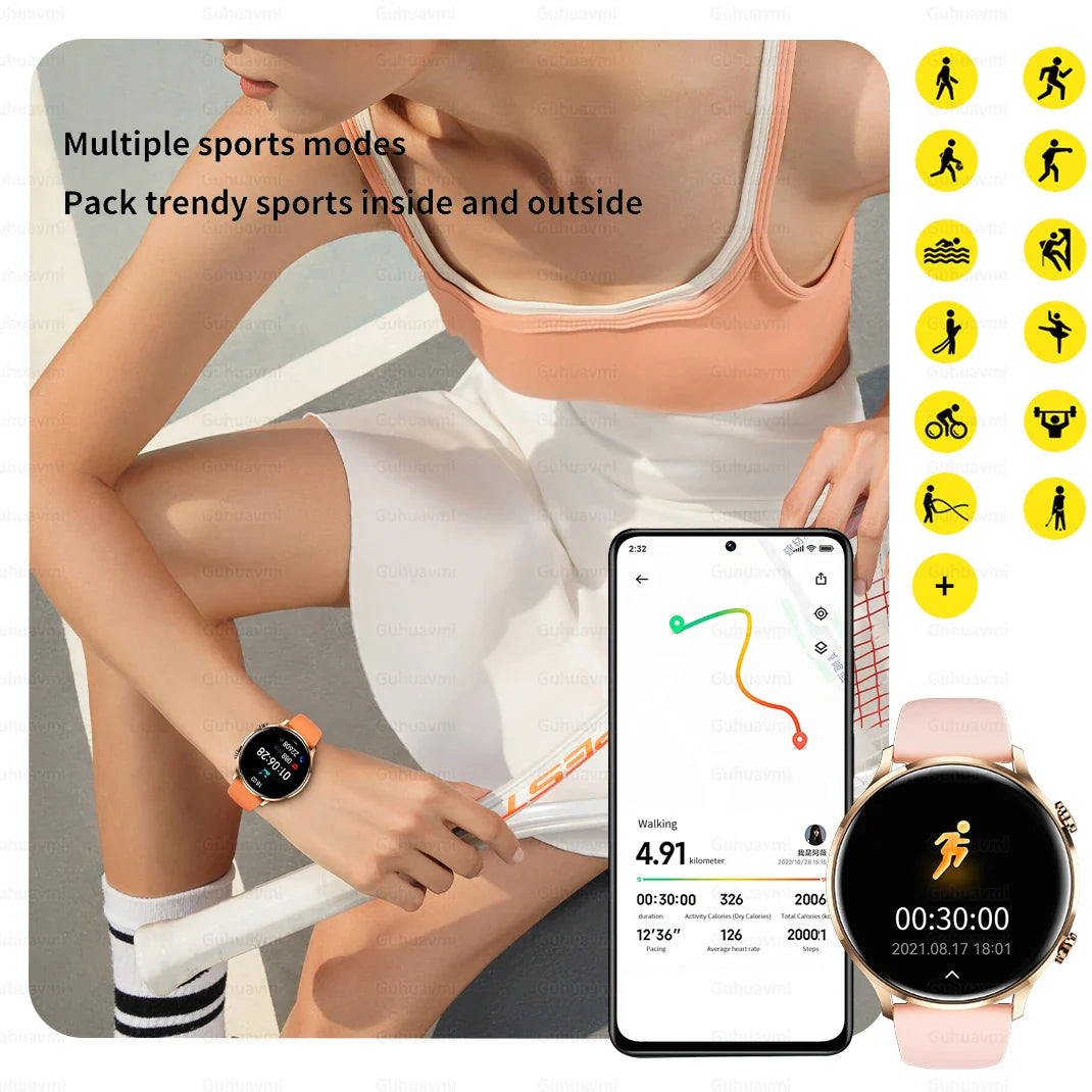 2025 New Smartwatch Women AMOLED HD Screen Always On Display Bluetooth Call IP68 Waterproof GPS Smart Men Watch For Android ios