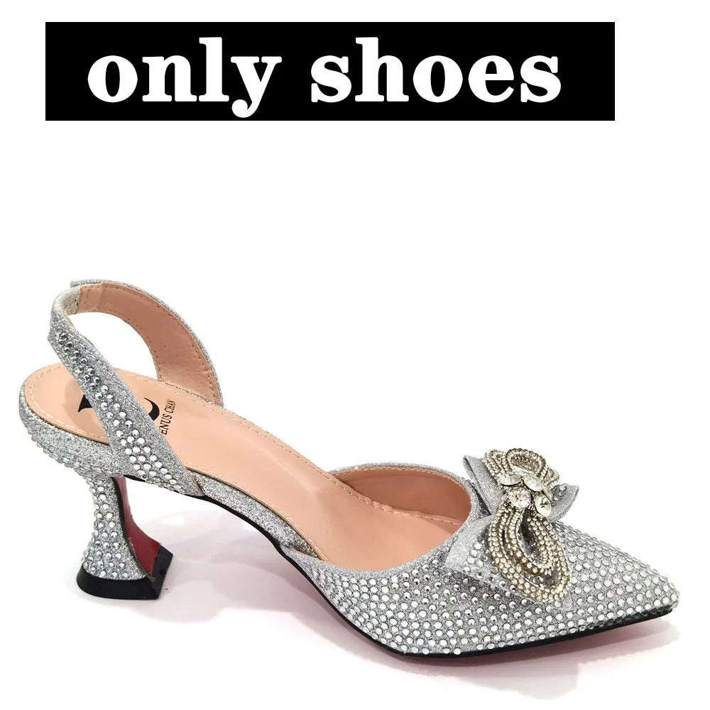 Women's High Heel Pointed Toe Sandals Party And Wedding Shoes and Bags Set