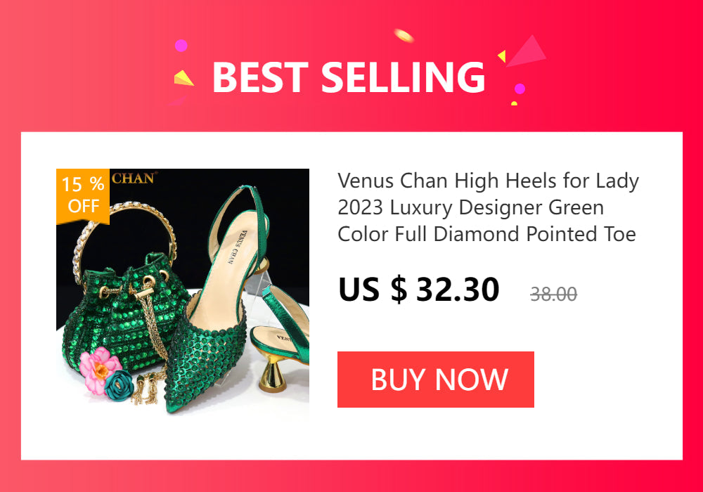 Venus Chan Shoes for Women 2023 Pointed Toe Black Heels Rhinestone Chain Party Sandals Italian Shoes and Bags Matching Set 2023
