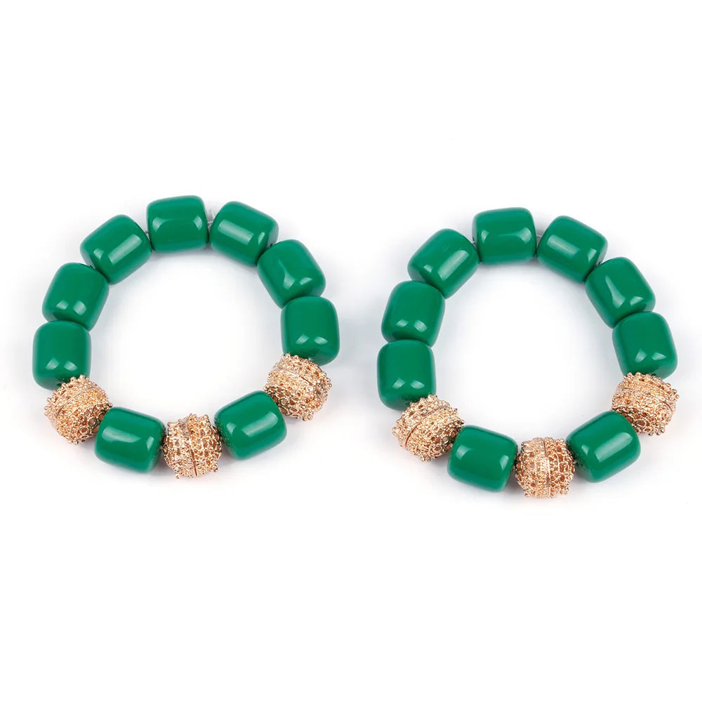 Artificial Coral Women Pendant Necklace Bracelets Earrings Suit African Wedding Jewelry Set Nigeria Bride Accessories Party Gift