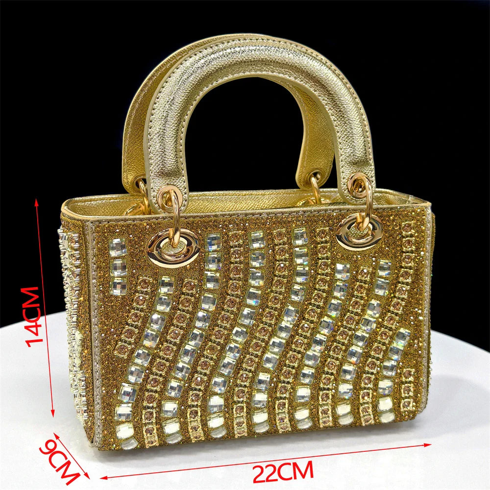 Women's Elegant Heels Rhinestone Handbag Set Italian Design for Weddings