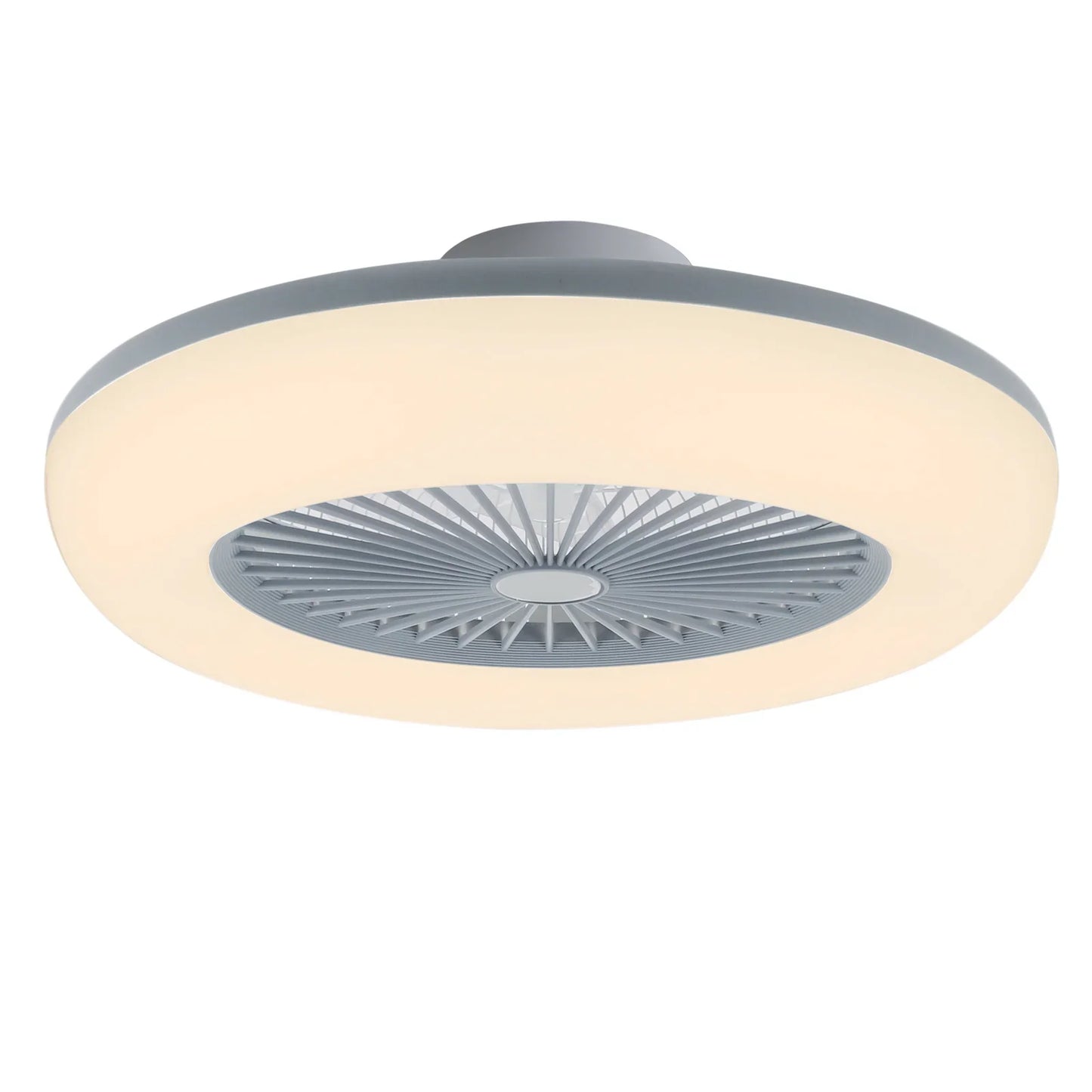 KOMORE Round Acrylic LED Ceiling Light Fan with Remote Control 3 Colour Temperature Memory Functions for Office, Living Room