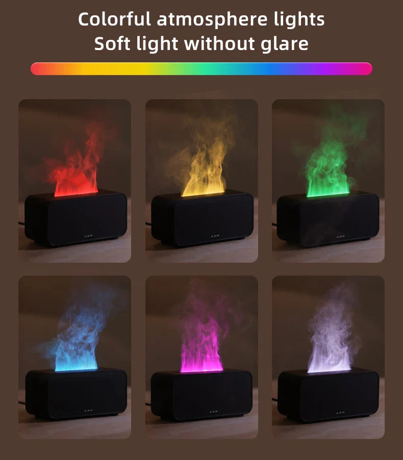 New Simulation Flame Aromatherapy Machine Mini Air Humidifier LED Colorful Light Timer Humidifier Home Perfume Diffuser