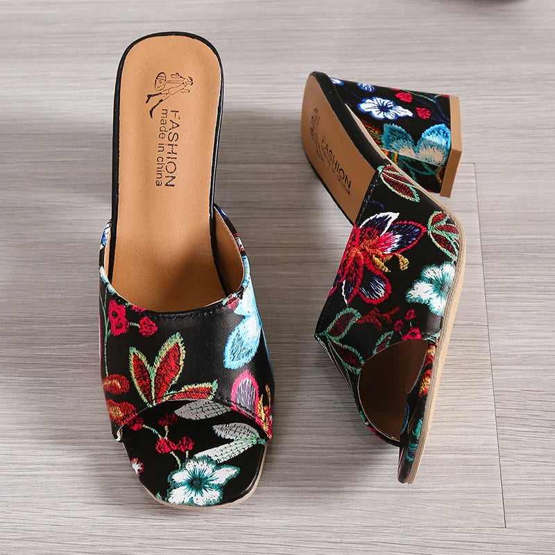 High Heels Women Slippers Chunky Fashion Sandals Designer New Shoes Slingback Flip Flops Dress Pumps Femme Slides
