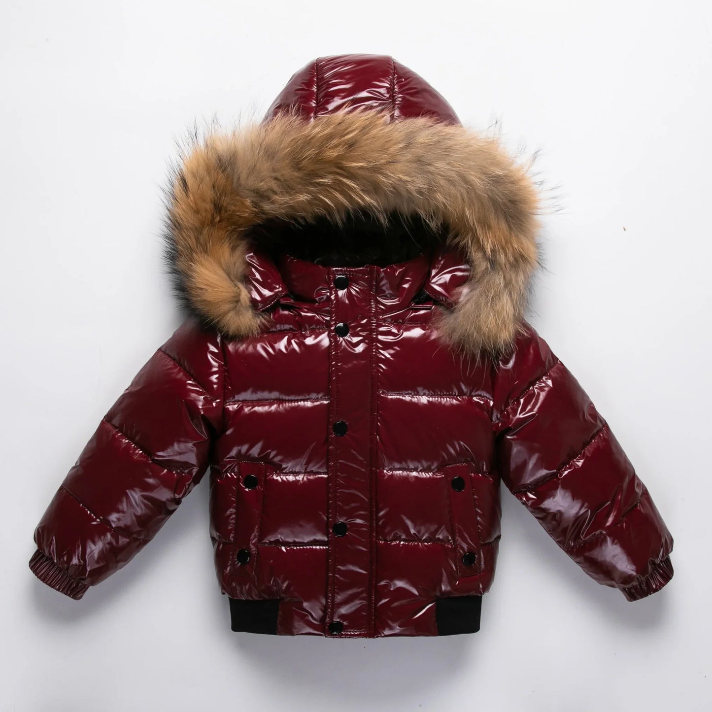 Kids Winter Down Jacket For Real Fur Waterproof Shiny Thick Warm Jackets