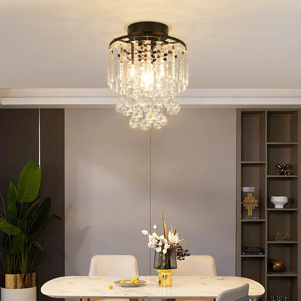 KOMORE Crystal Mount Ceiling Light 23cm /25cm / 30cm Dia for Living Room, Bedroom, Kitchen