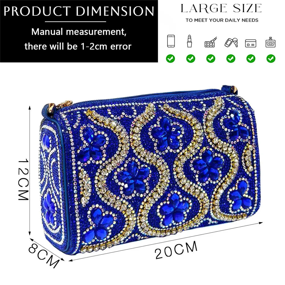 Elegant And Sexy Fuchsia Color High Heels Shoes And Bag With Rhinestone Embellished Toe Is Comfortable Women's Shoes For Party