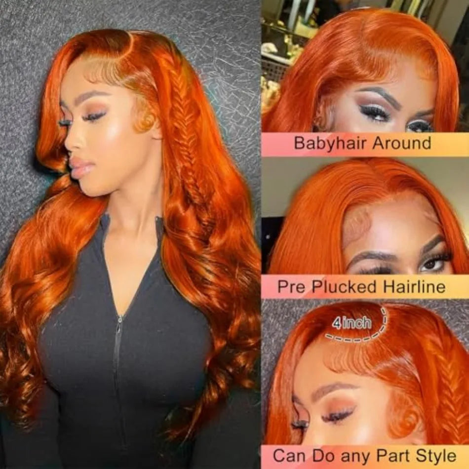 Ginger Hd Lace Wig 13X6 Human Hair Body Wave Human Hair Wigs 13X4 Hd Lace Frontal Wig 250 Density Coloured Lace Front Wig 30 Inch