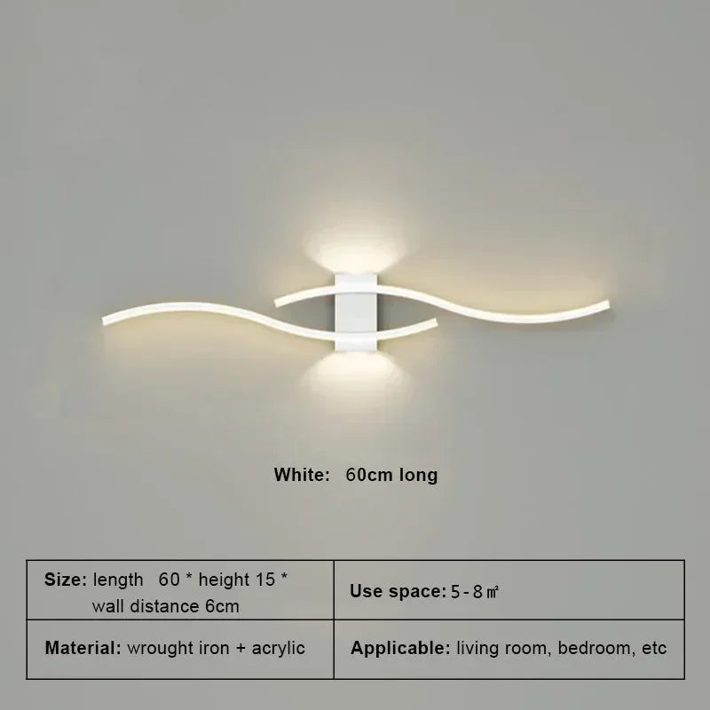 Modern LED Strip Wall Lamp Double Curve with Remote Control