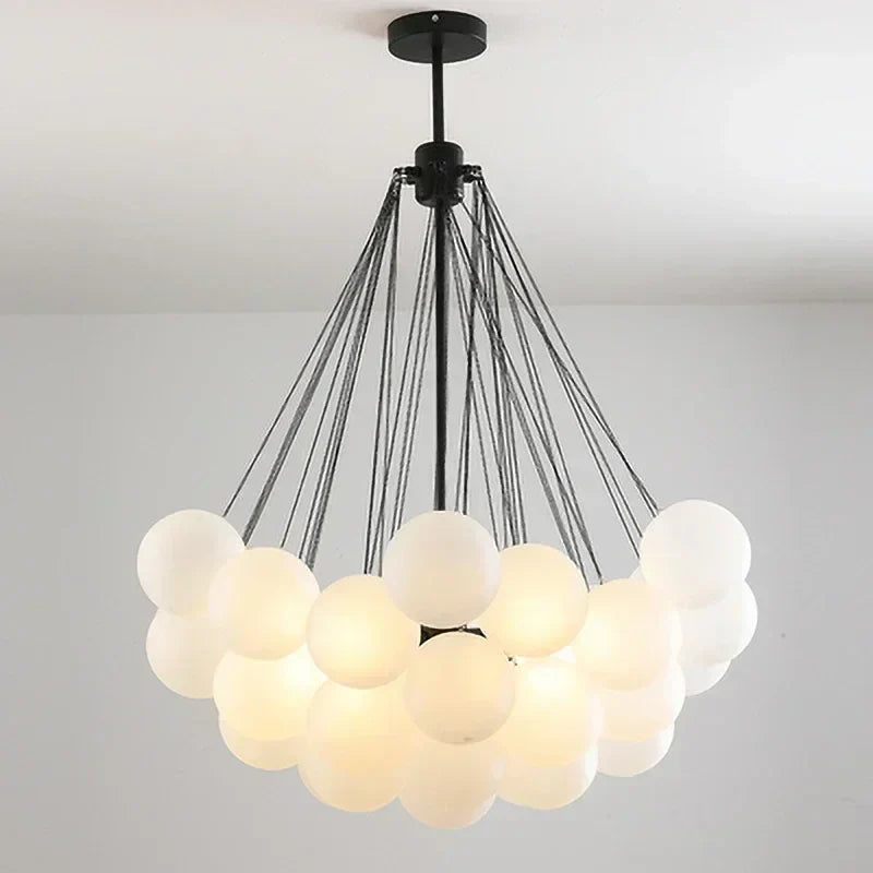 37 Glasses Bubble Chandeliers Frosted Glass Gold Black Pendant Light