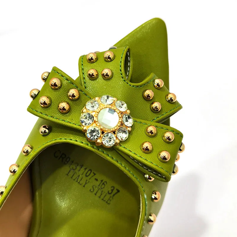 2022 Rivet Style  Women Shoes and Bag to Match in Color matching High Quality Nigerian Design Matching Shoes and Bag
