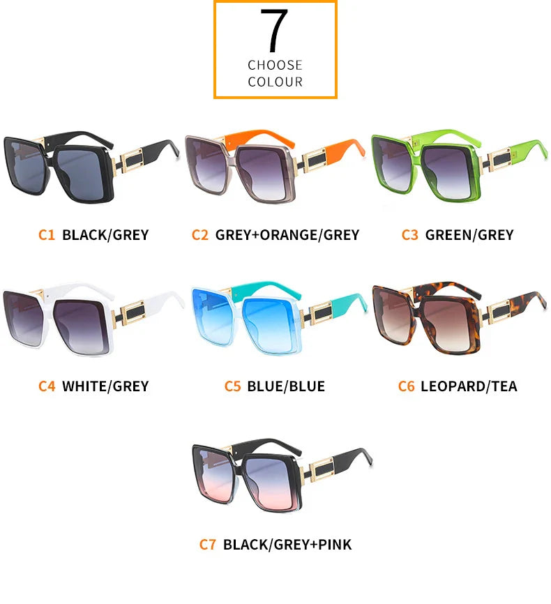 Fashion Brand Square Sunglasses For Woman Luxury Oversized Gradient Shades Sun Glasses Female Elegant Green Big Frame Eyewear