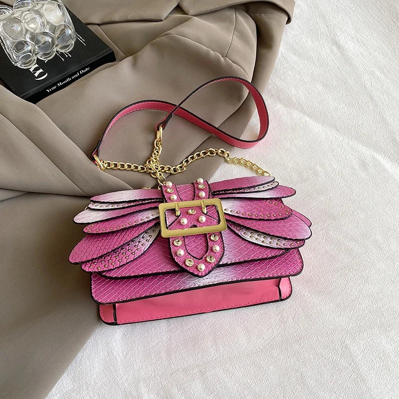 2024 New Handmade Rivet Butterfly Wing Crossbody Bag Women Designer Handbag And Purse Small Square Bag 8 Color Pu Leather Bags