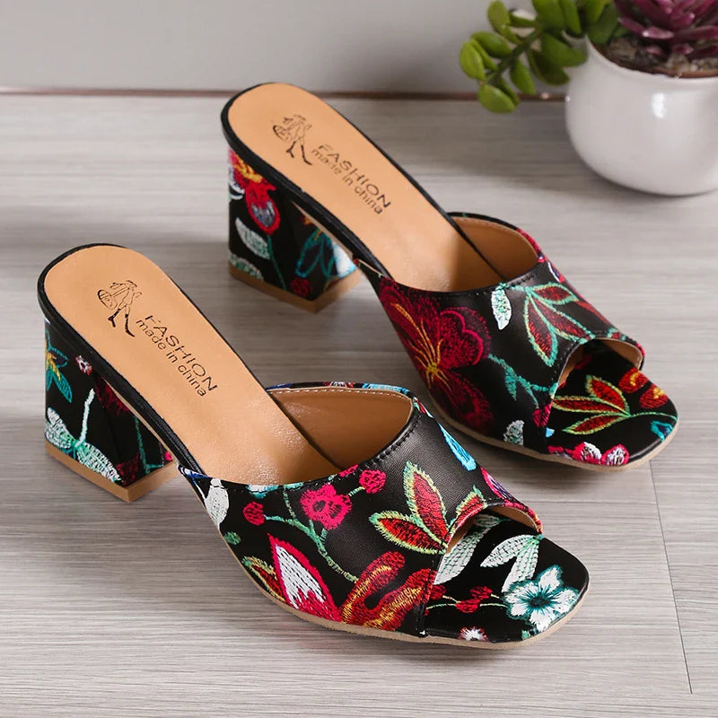 High Heels Women Slippers Chunky Fashion Sandals Designer New Shoes Slingback Flip Flops Dress Pumps Femme Slides