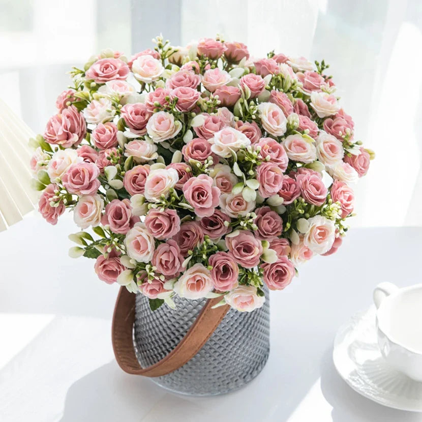 15 Head 5 Fork Silk Rose  Decoration