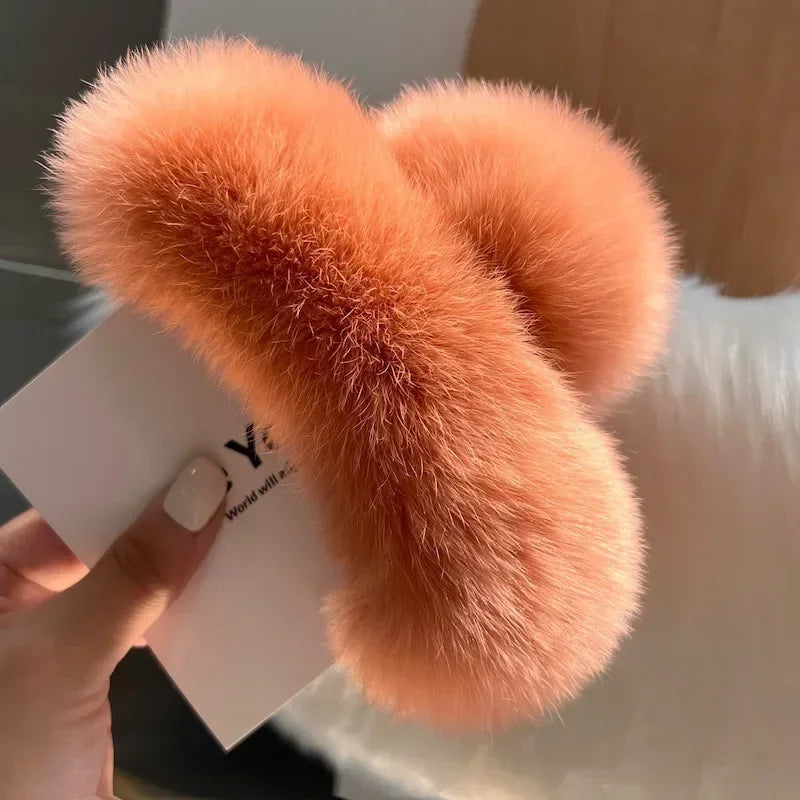 Winter Oversized Faux Fur Big Crab Hair Clip Cute Plush Ponytail For Women