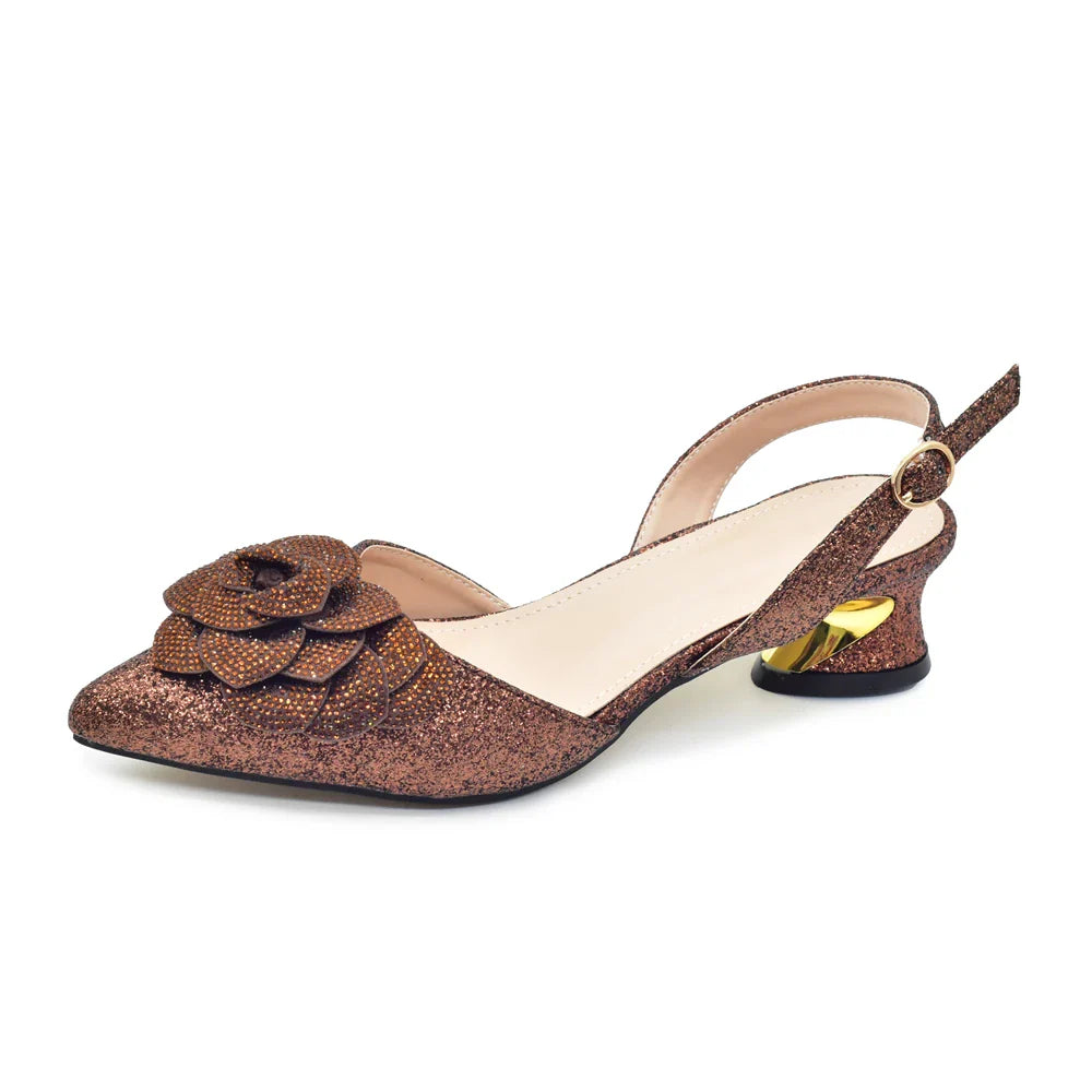 Women's Shoe and Bag Set Latest Luxury Italian Rhinstone Design for Wedding and Party