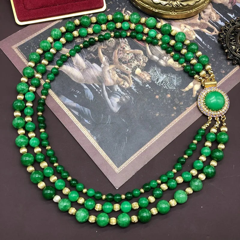 Natural grandmother green strawberry crystal beads rhinestone necklace earrings bracelet luxury exquisite women wedding jewelry