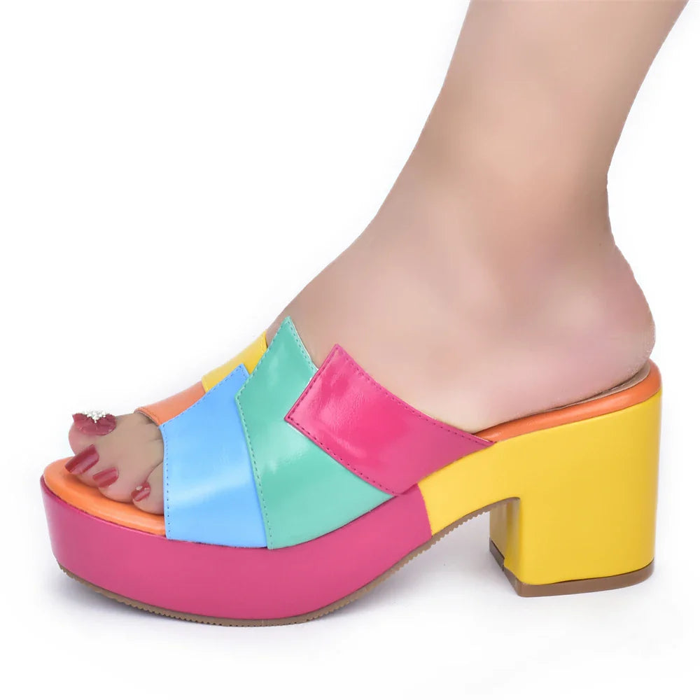 Latest Multicolor Wedding Bridal Shoes Open Toe Platform Sandals for Women Italian Lady Shoes Women's Shoes for Elegant Parties
