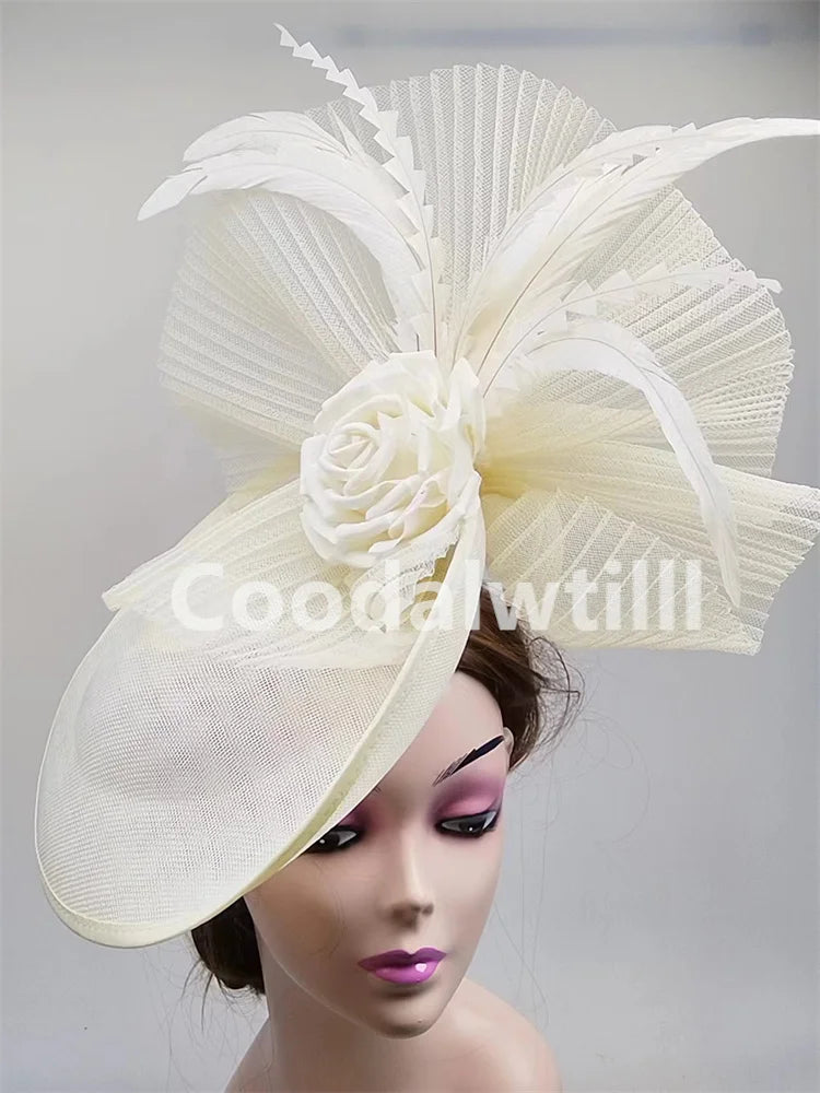 Elegant Flower Fascinator Pillbox Cap Wedding Women Fascinator Hat Headband Kentucky Derby Ladies Millinery Cap Mesh Bride Hats