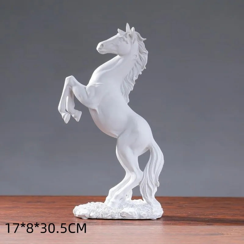 Resin Statue Golden White Black Horse
