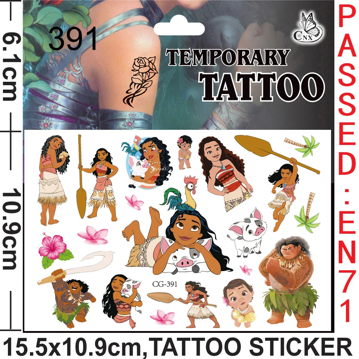 Moana Maui Simea Temporary Tattoo Stickers Party Favors Gifts Goodie Bag Fillers for Kids Birthday Party Supplies Baby Shower