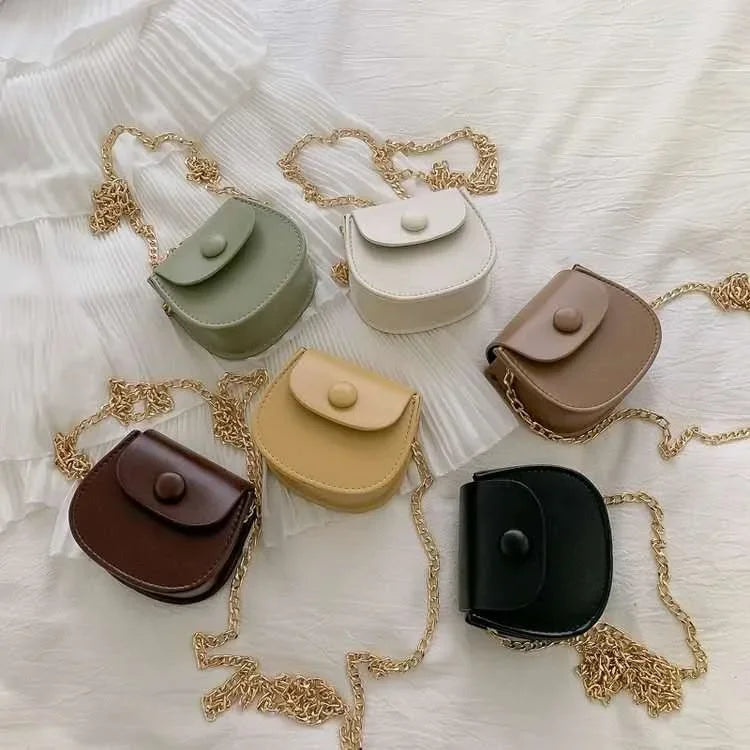Fashion Kids Children PU Leather Shoulder Bag Lovely Baby Girls Mini Chain Coin Purse Cute Princess Crossbody Bags Small Wallet