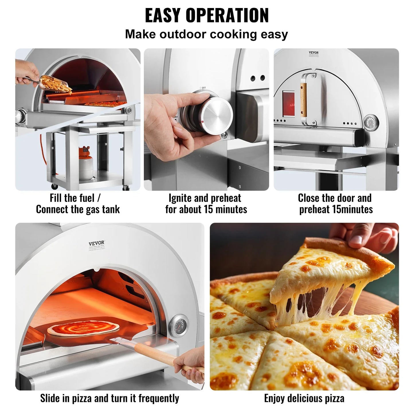 VEVOR Dual Fuel Pizza Oven for Outdoor Use 22" Pizza Oven Pellet & Gas Powered Outdoor Pizza Oven with Cordierite Pizza Stone