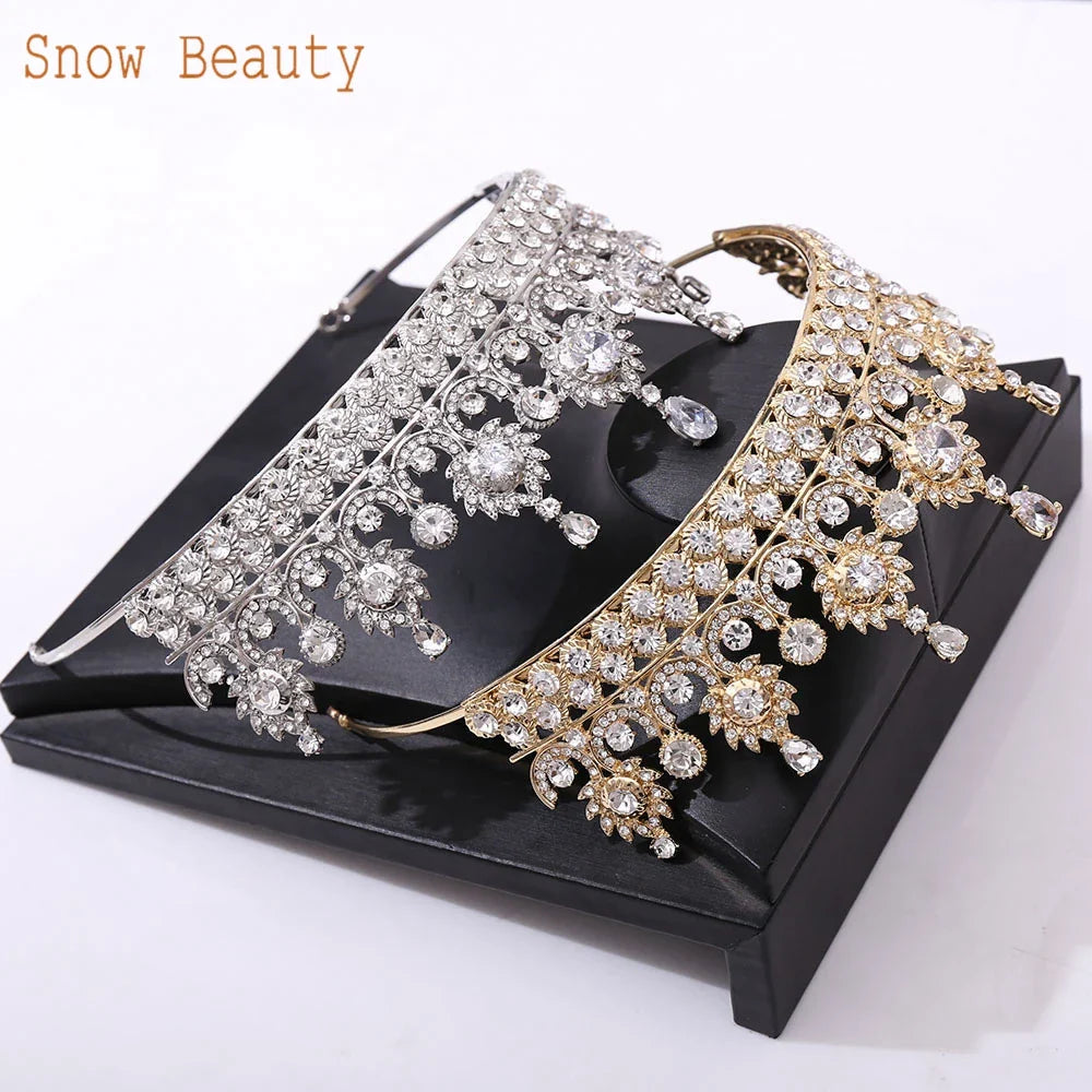 A195 Baroque Wedding Headband Crystal Bridal Crowns and Tiaras Hair Jewelry Accessories Women Rhinestone Headwears Queen Diadems