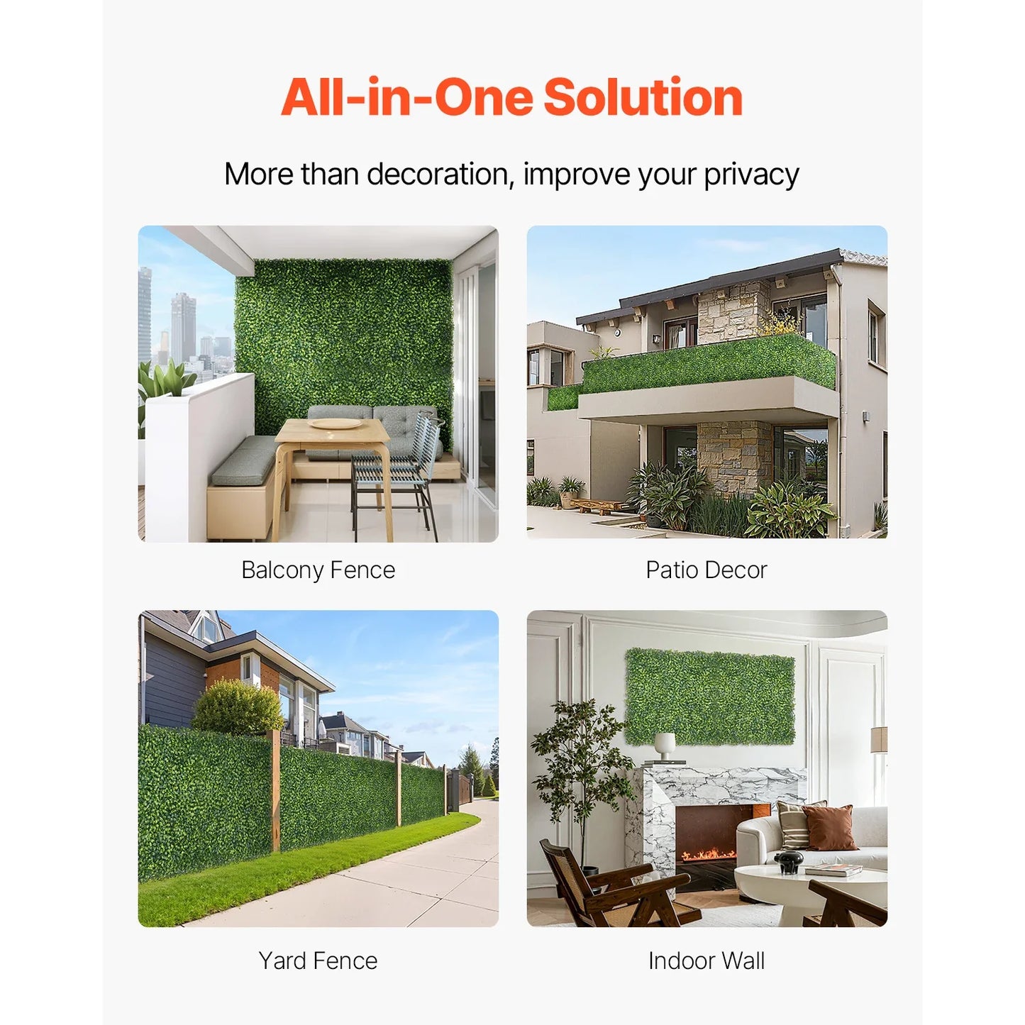 VEVOR Artificial Grass Wall Panels 40/60 x 120in Milan Grass Greenery Boxwood Panel for Outdoor Decor Hedge Screen for Garden